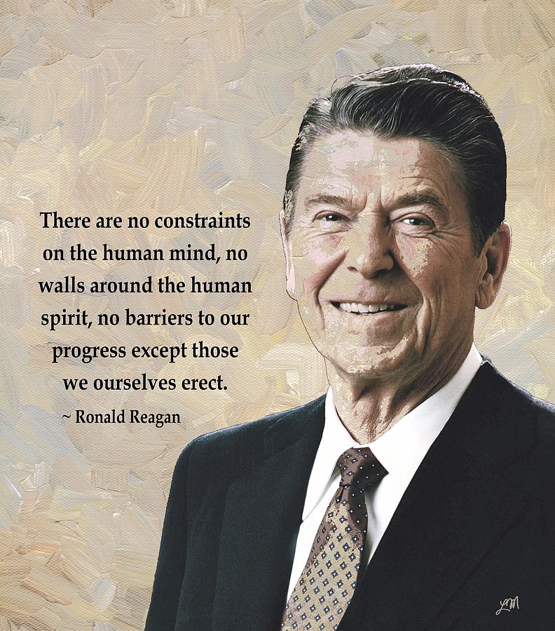 Ronald Reagan and Quote Digital Art by Linda Mears
