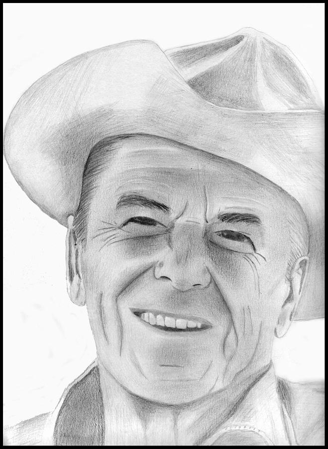 Ronald Reagan Drawing by Pat Moore