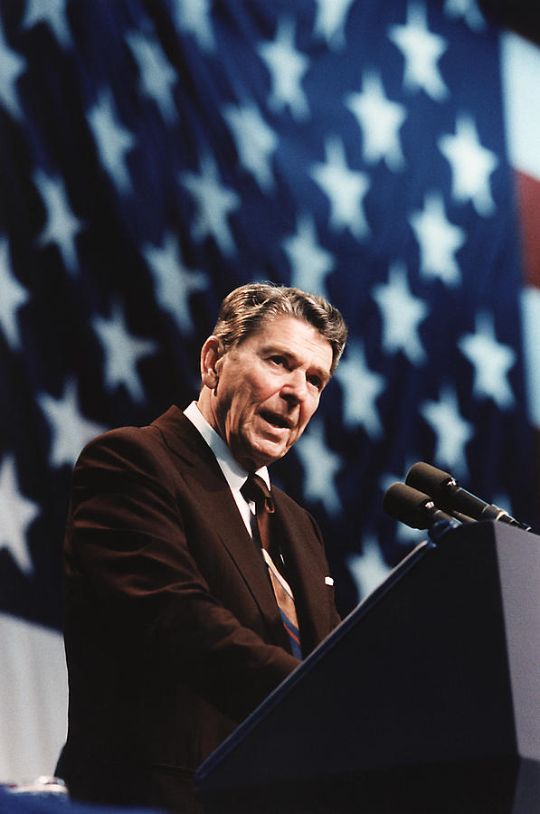 Ronald Reagan Speaking At Congressional Rally - 1986 Photograph