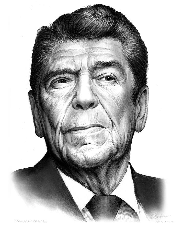 Ronald Reagan Drawing - Ronald Reagan by Greg Joens