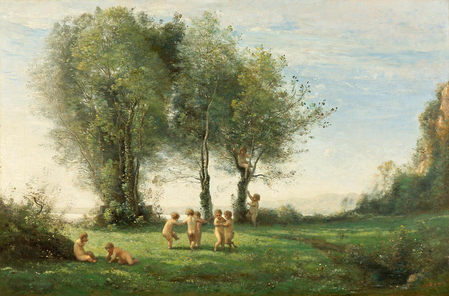 Ronde DAmours. Lever du Soleil Painting by Jean-Baptiste-Camille Corot