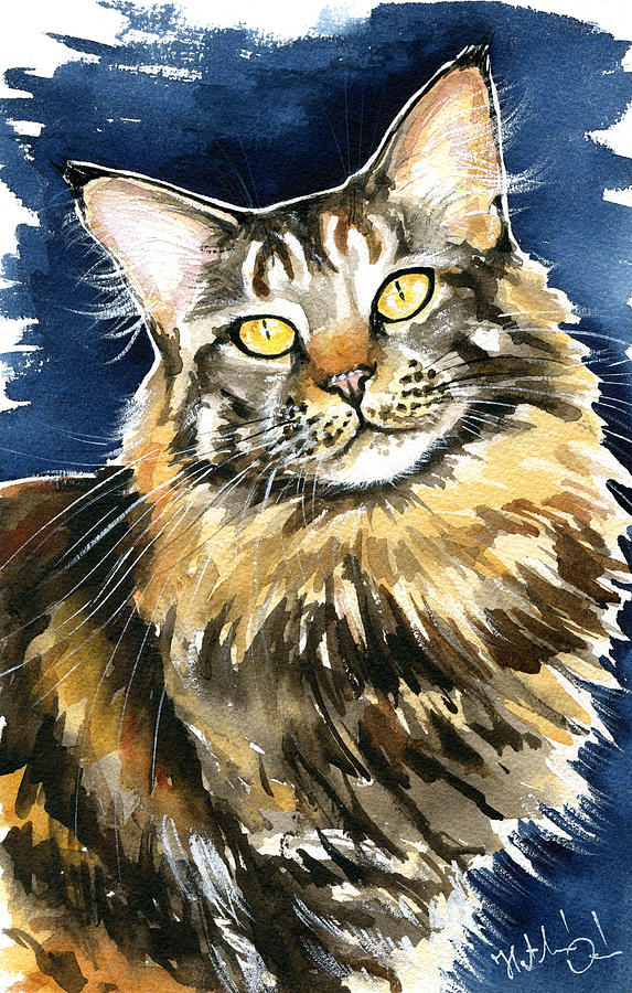 Ronja Maine Coon Cat Painting Painting by Dora Hathazi Mendes Fine Art America