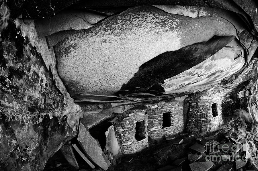 Roof Falling In Ruin Utah Monochrome Photograph by Bob Christopher