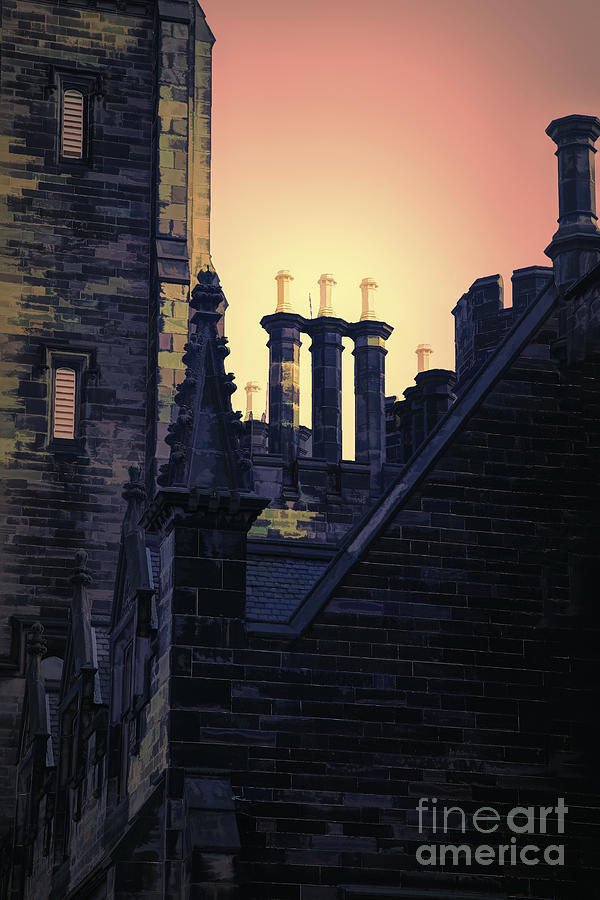 Roof Tops Edinburgh Color I  Mixed Media by Chuck Kuhn