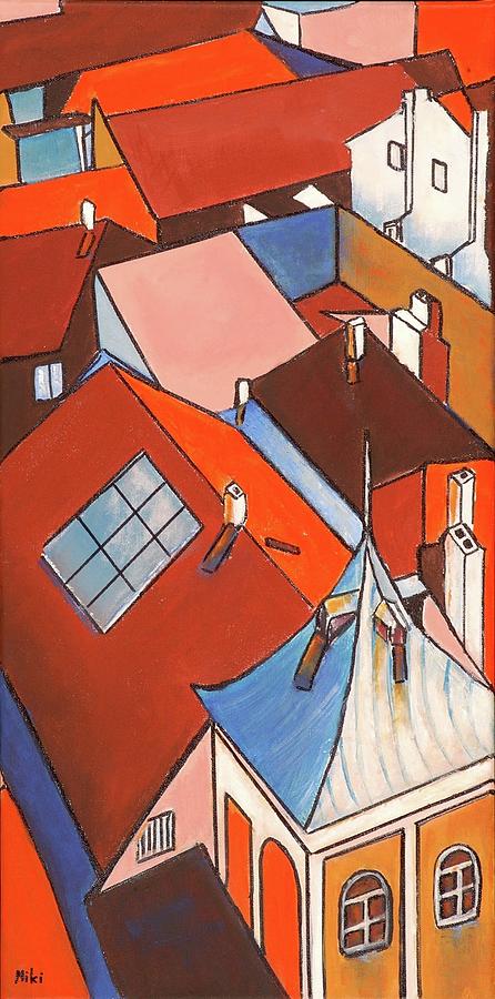 Roofs  1 Painting by Miki Sion