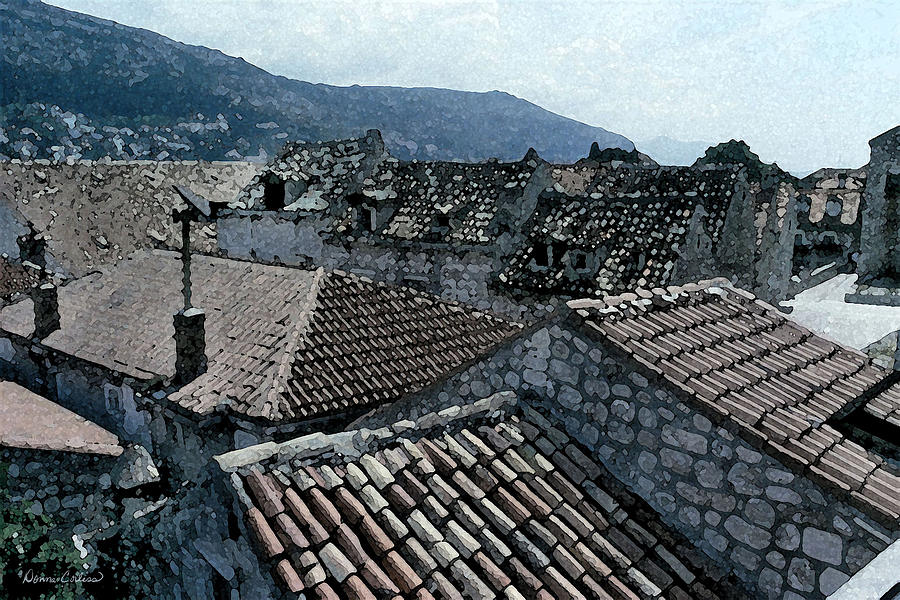 Digital Watercolor Digital Art - Roofs of Dubrovnik by Donna Corless