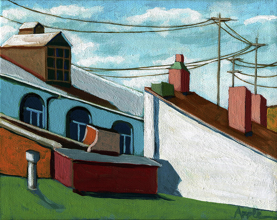 Rooftops Painting by Linda Apple