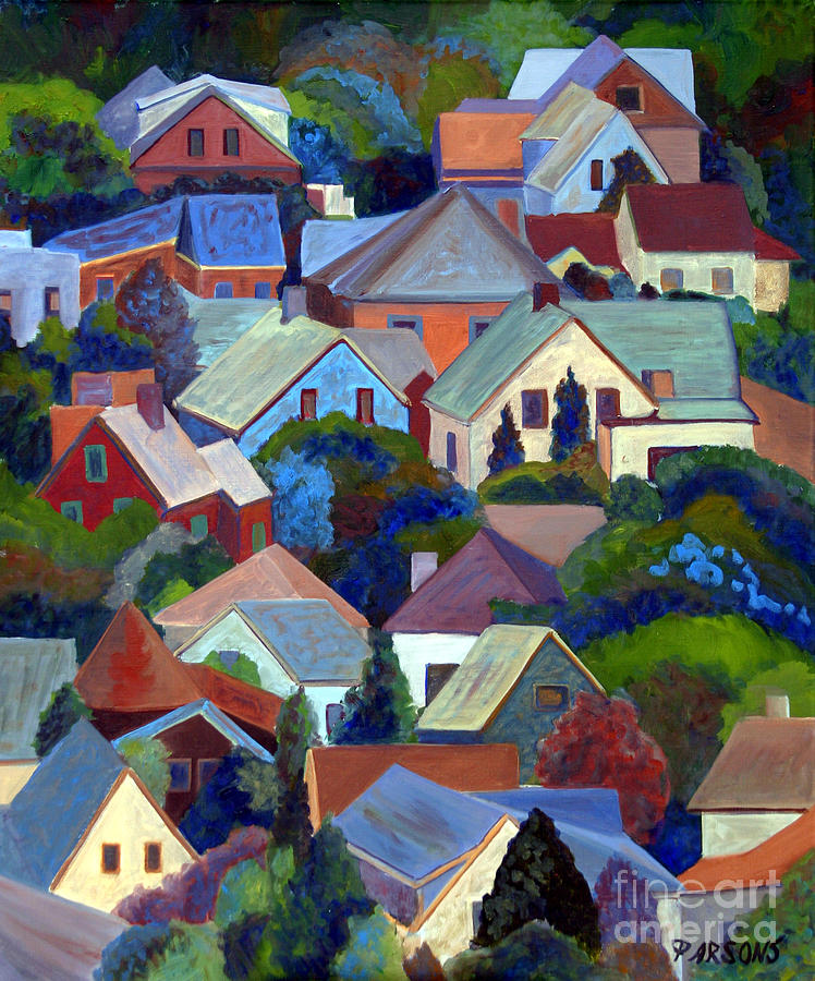 Rooftops of Provincetown Painting by Pamela Parsons