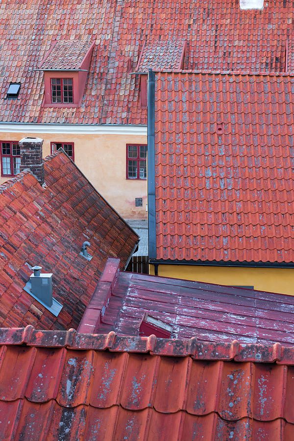 Architecture Photograph - Rooftops of the Swedish town Visby by GoodMood Art