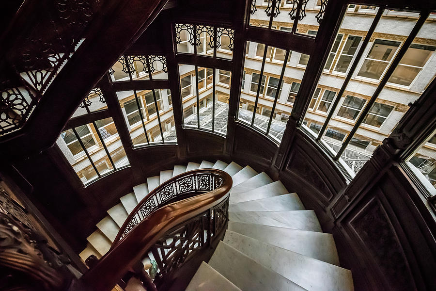 Rookery Building Winding Down the Staircase And Windows Photograph by Anthony Doudt