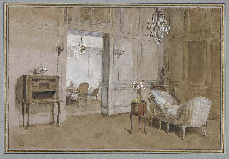 Room in the Chateau de Breau, near Paris Painting by La Chaise