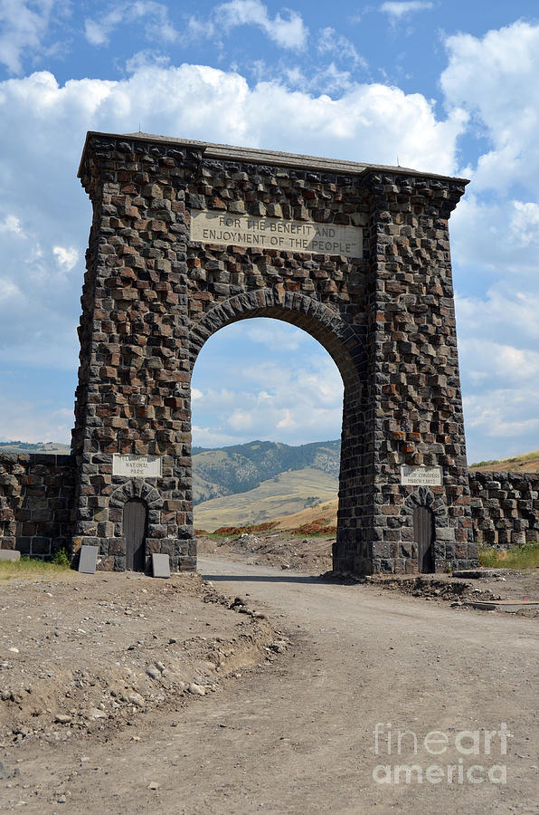 Roosevelt Arch 1903 Gate Old Time Dirt Road Yellowstone National Park Photograph by Shawn OBrien