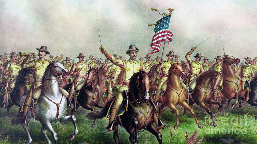 Roosevelt leads a Cuba Battle - 1902 Painting by Doc Braham