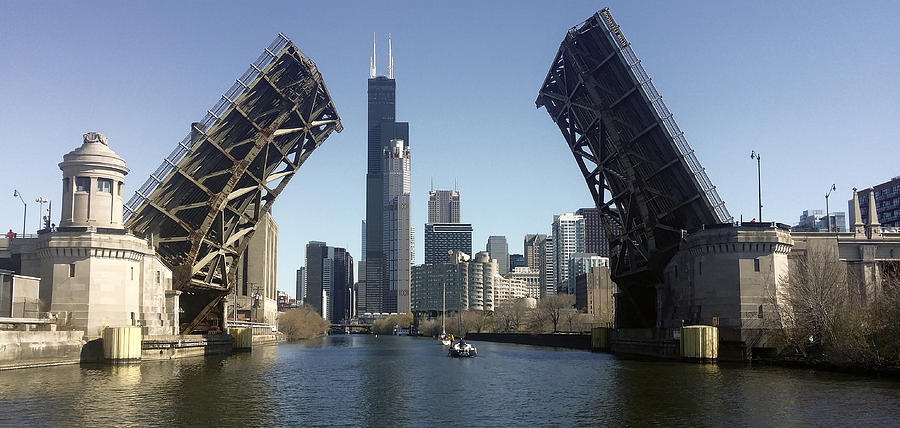 Roosevelt Rd Bridge Up - Chicago Photograph by Daniel Hagerman