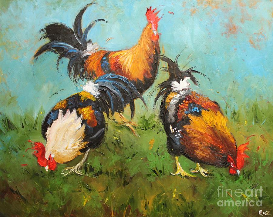 Rooster 430 Painting by Rosilyn Young