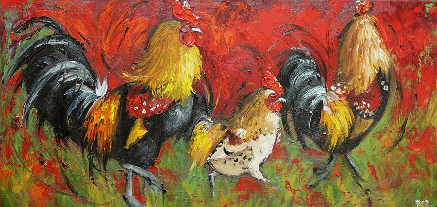 Rooster 509 Painting by Rosilyn Young