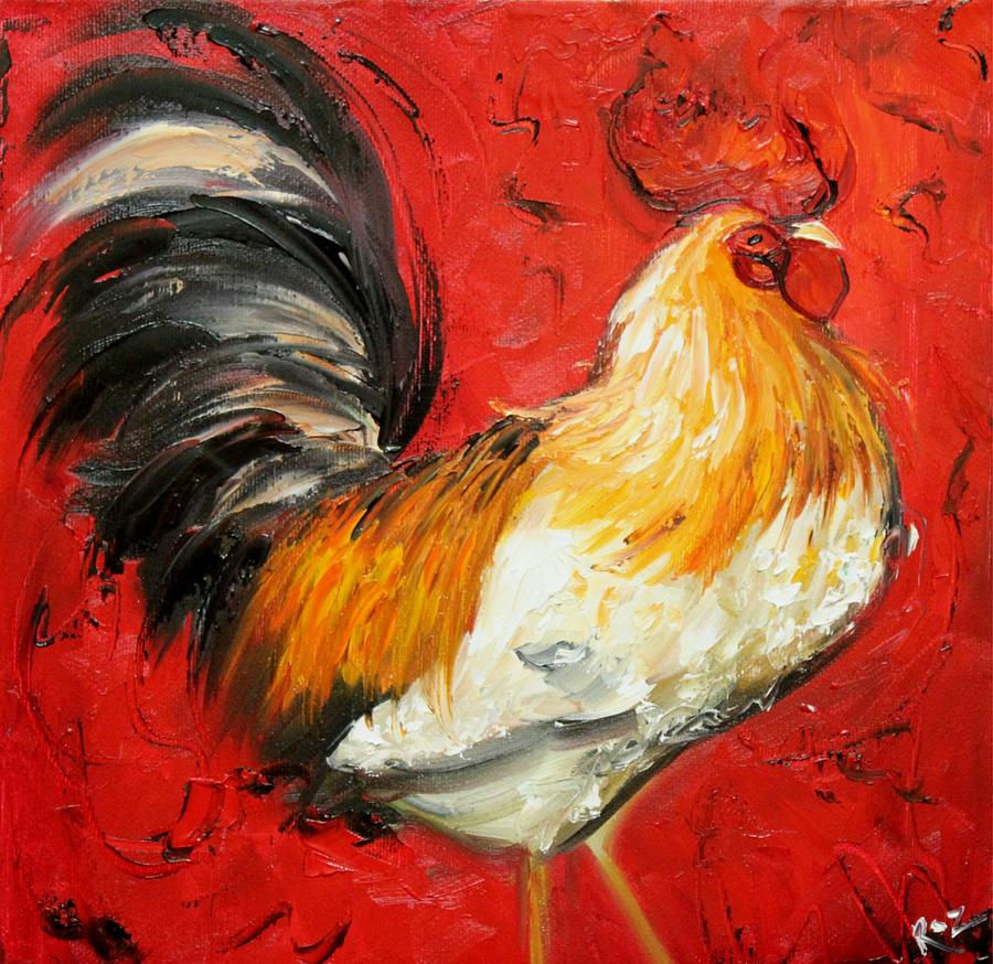Rooster 522 Painting by Rosilyn Young