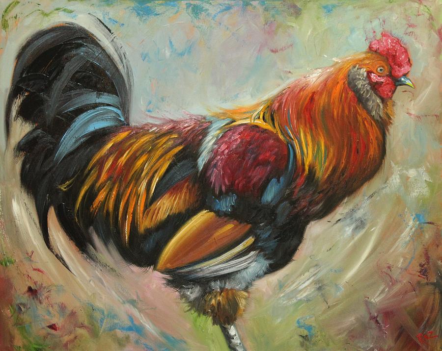 Rooster 559 Painting by Rosilyn Young