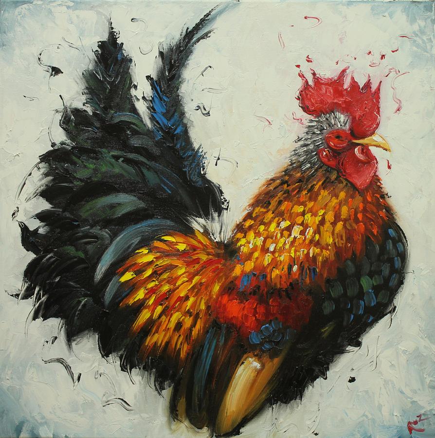 Rooster Chicken Painting - Rooster 571 by Rosilyn Young