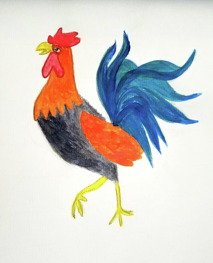 Rooster Awakens Us Painting by Margaret Welsh Willowsilk