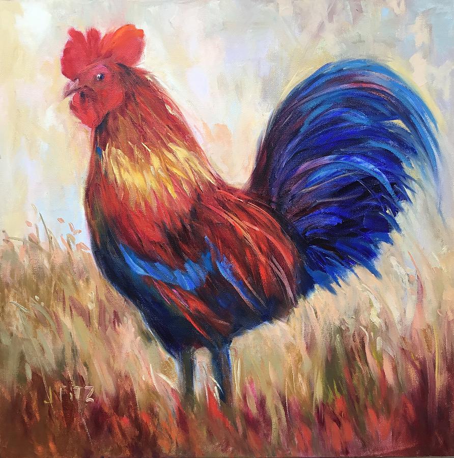 Rooster Painting by Charlotte Fitzgerald - Fine Art America