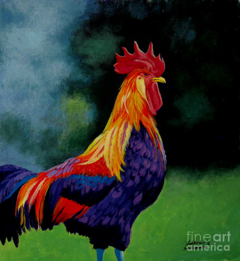 Rooster Painting by Christopher Shellhammer