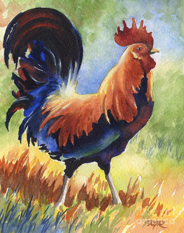 Rooster Painting - Rooster by David Rogers