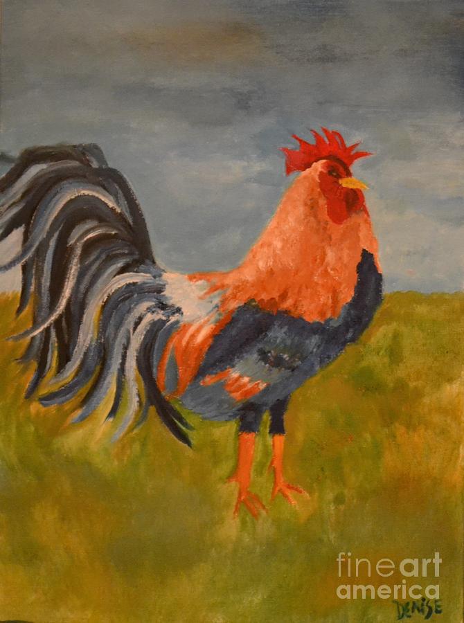 Rooster Painting by Denise Tomasura