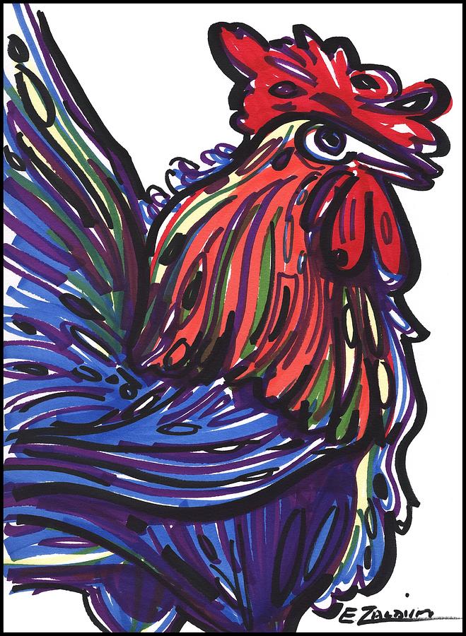 Rooster Drawing by Enrique Zaldivar
