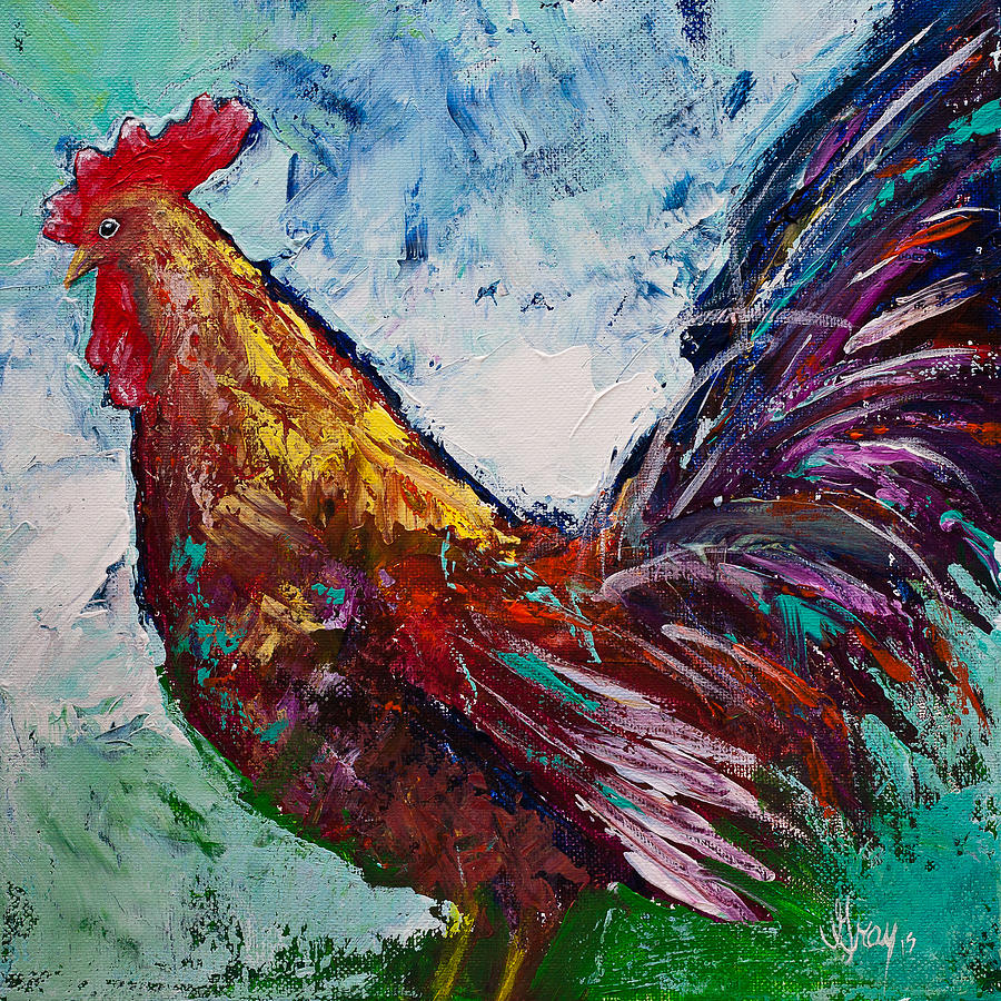 Rooster Farm Animal Painting Painting by Gray  Artus