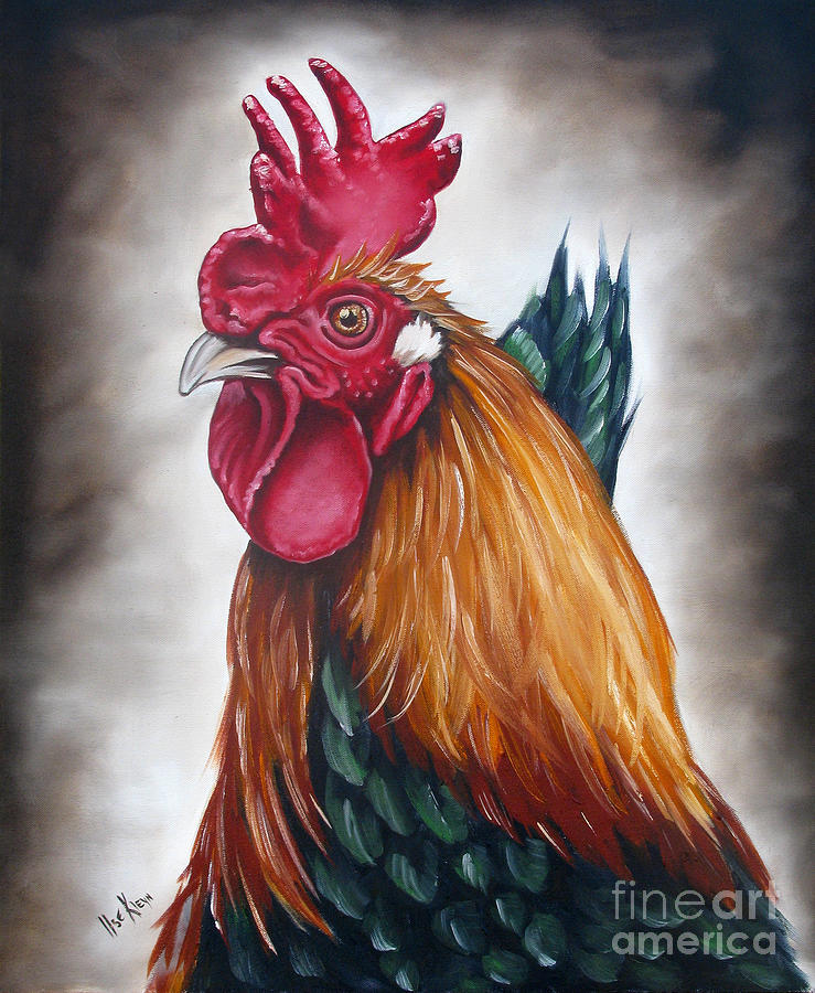 Rooster Painting - Rooster head by Ilse Kleyn