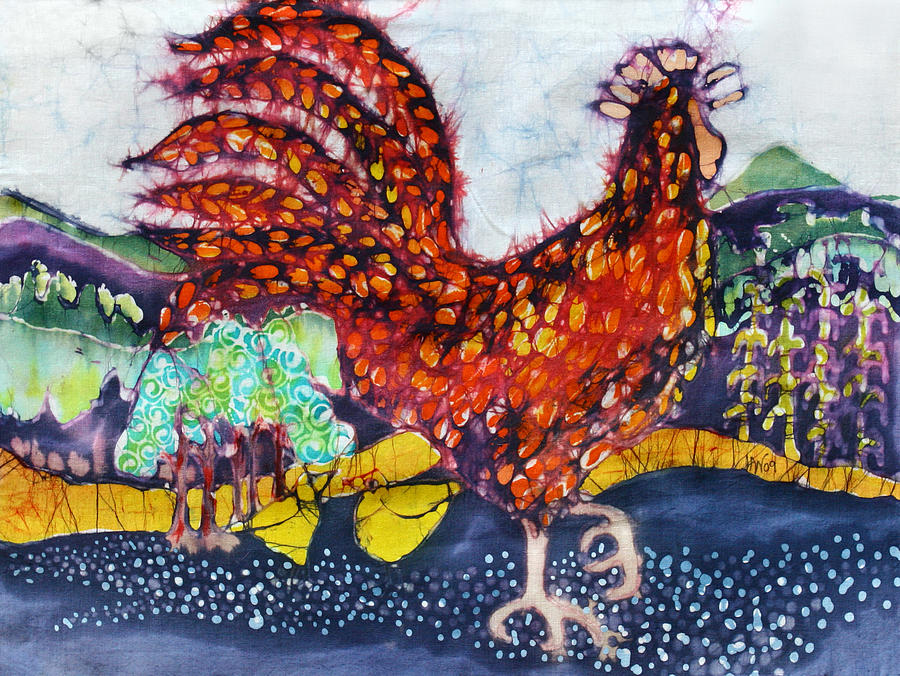Rooster in the Morning Tapestry - Textile by Carol  Law Conklin