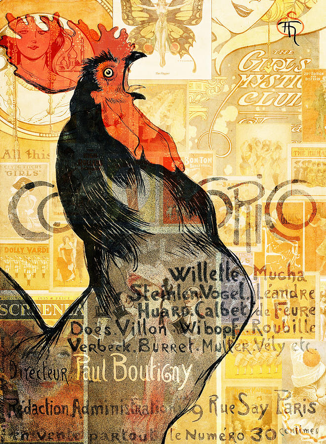 Rooster Mixed Media by Jacky Gerritsen