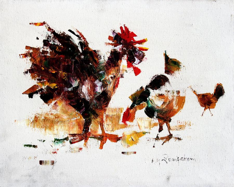Rooster Painting by Mario Zampedroni