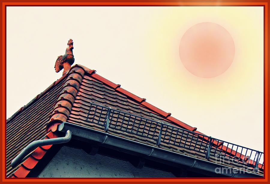 Rooster Photograph - Rooster on the Roof by Sarah Loft