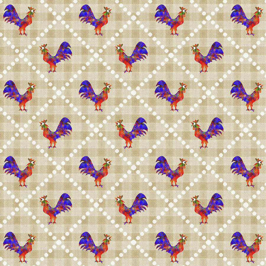 Rooster Pattern Mixed Media by Christina Rollo