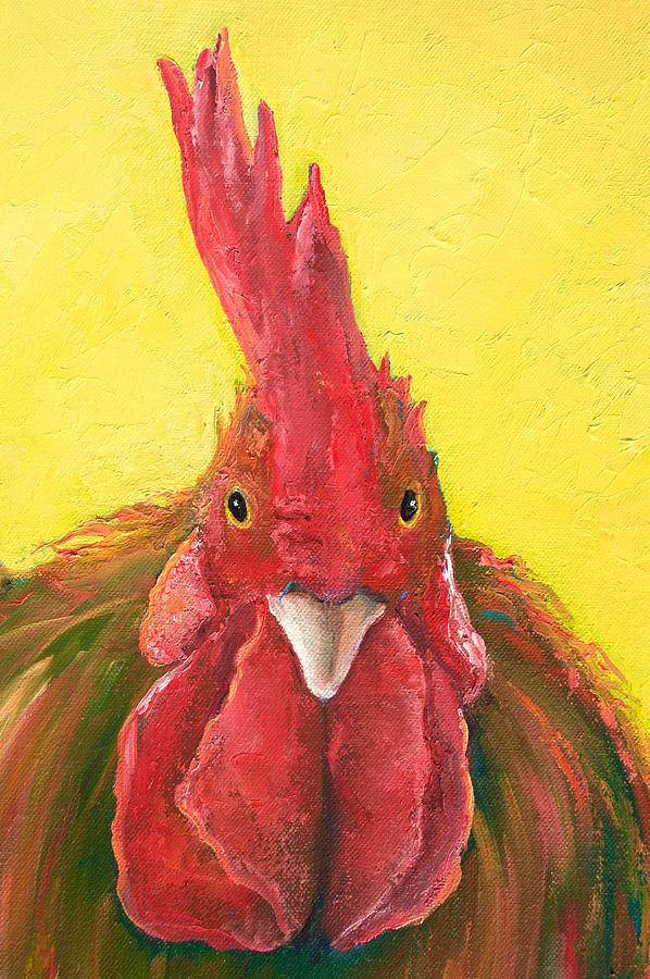 Rooster portrait Painting by Jan Matson