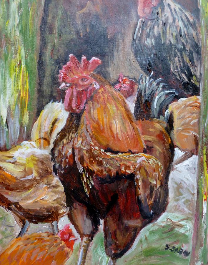Rooster Painting by Saga Sabin