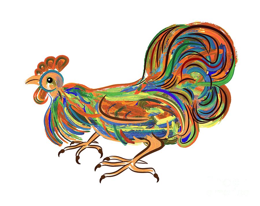 Rooster Digital Art - Rooster- symbol of Chinese New Year by Michal Boubin