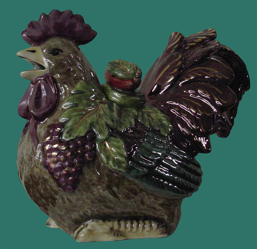 Rooster Teapot Ceramic Art by Shirley Heyn