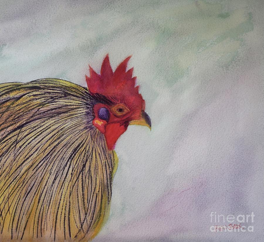 Rooster Waiting Painting by Barrie Stark