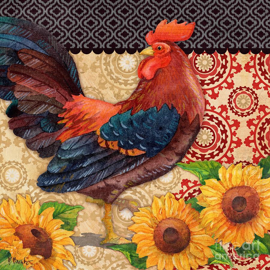 Rooster Chickens in Sunflowers #1 Wall Picture 8x10 Art Print 