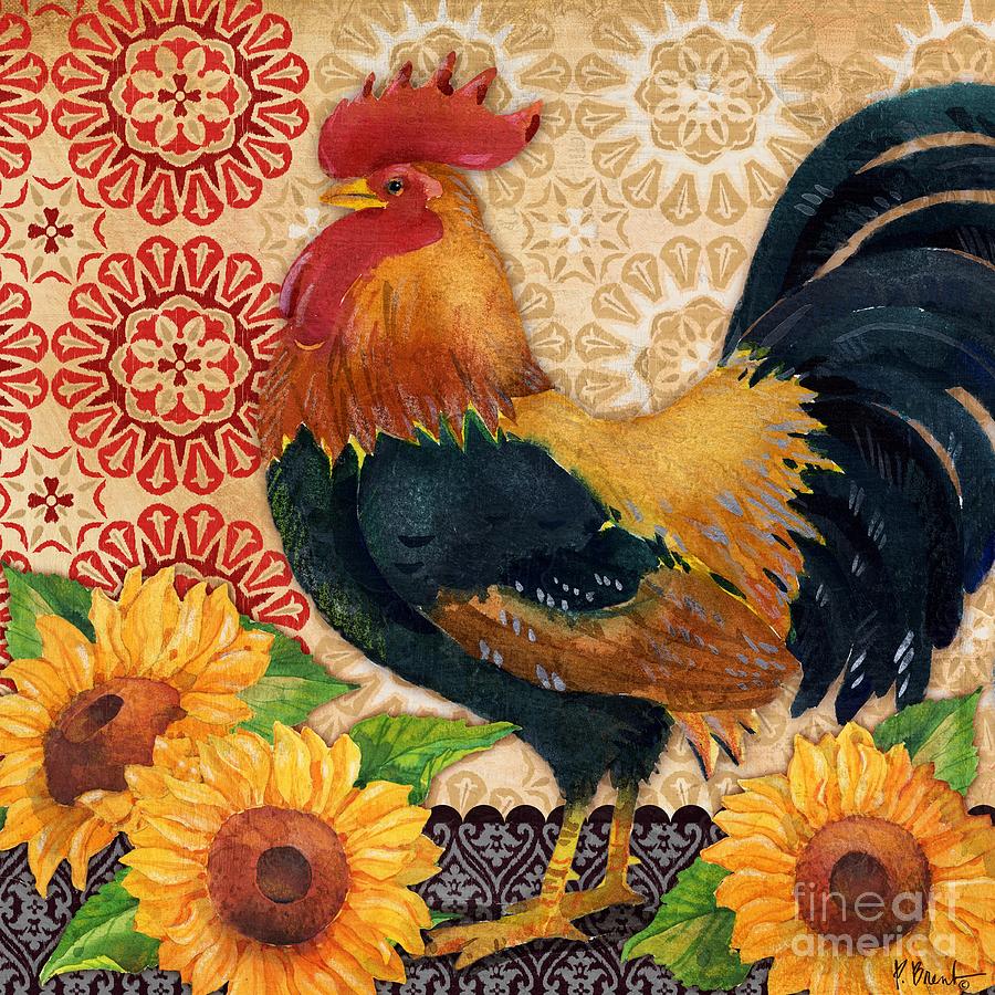 Flower Painting - Roosters and Sunflowers II by Paul Brent