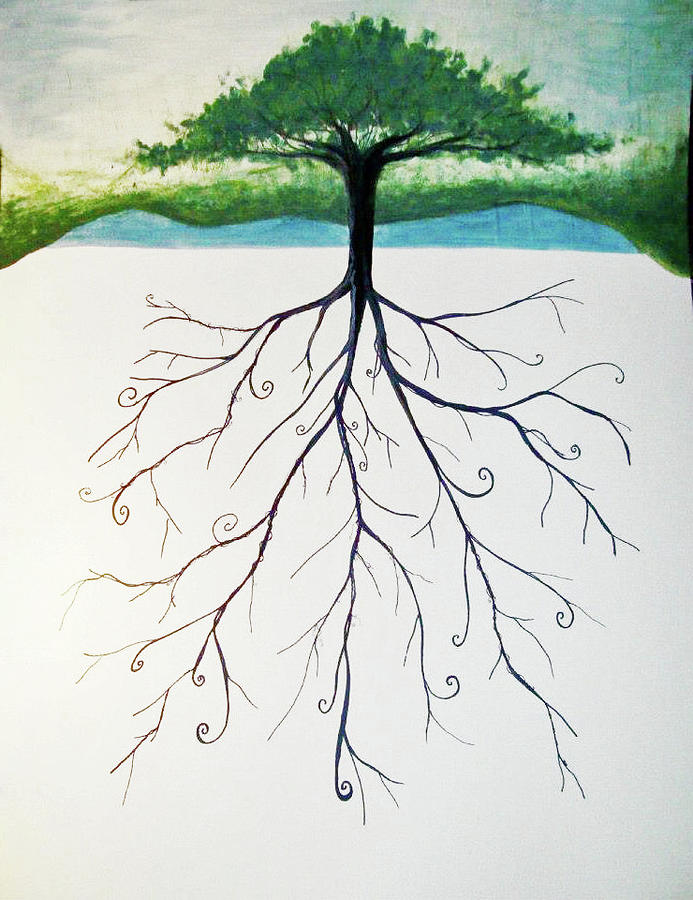 Nature Painting - Roots Of A Tree by Emily Perry