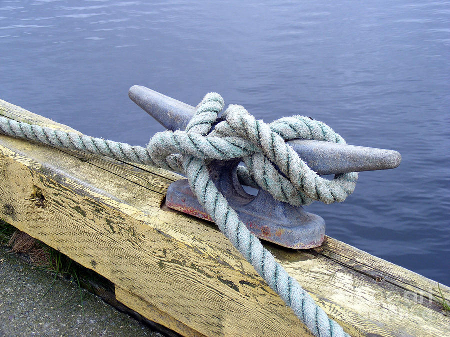 Rope and Bollard Photograph by Barbara A Griffin - Pixels