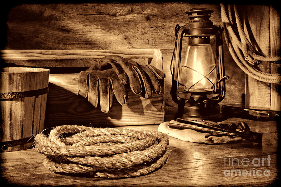 Rope and Tools in a Barn Photograph by American West Legend By Olivier Le Queinec
