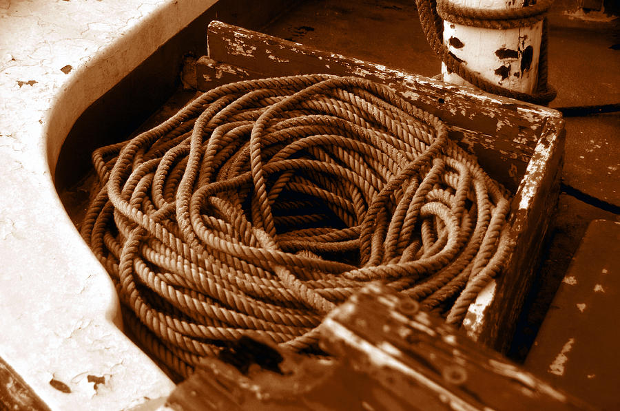 Rope on a boat Photograph by David Lee Thompson