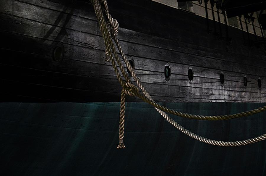 Ropes on the USS Constellation Navy ship Photograph by Marianna Mills