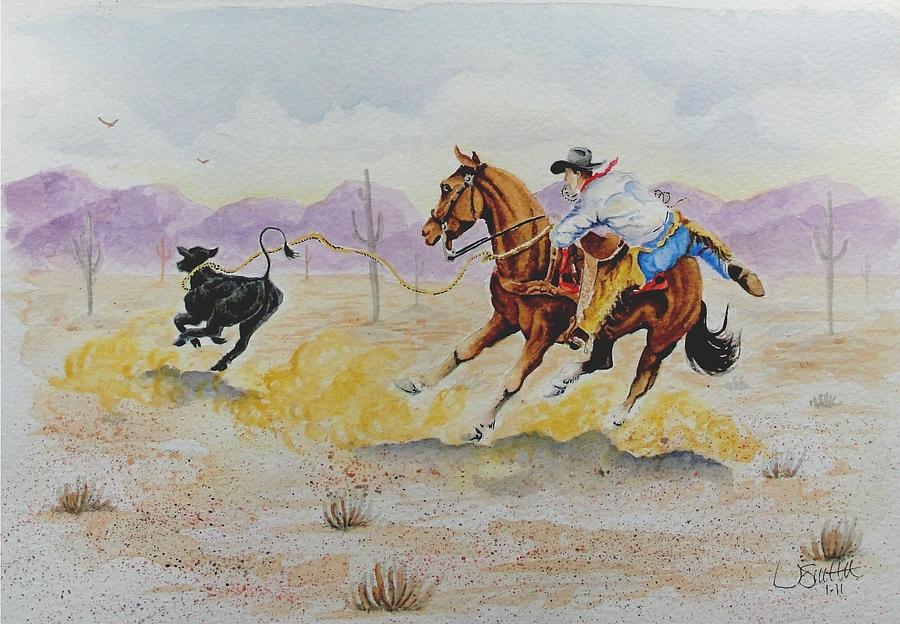 Ropin a Dogie Painting by Jimmy Smith