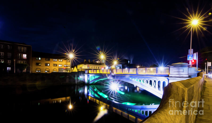 Sunset Photograph - Rory O More Bridge at Night Dublin Art by Alex Art